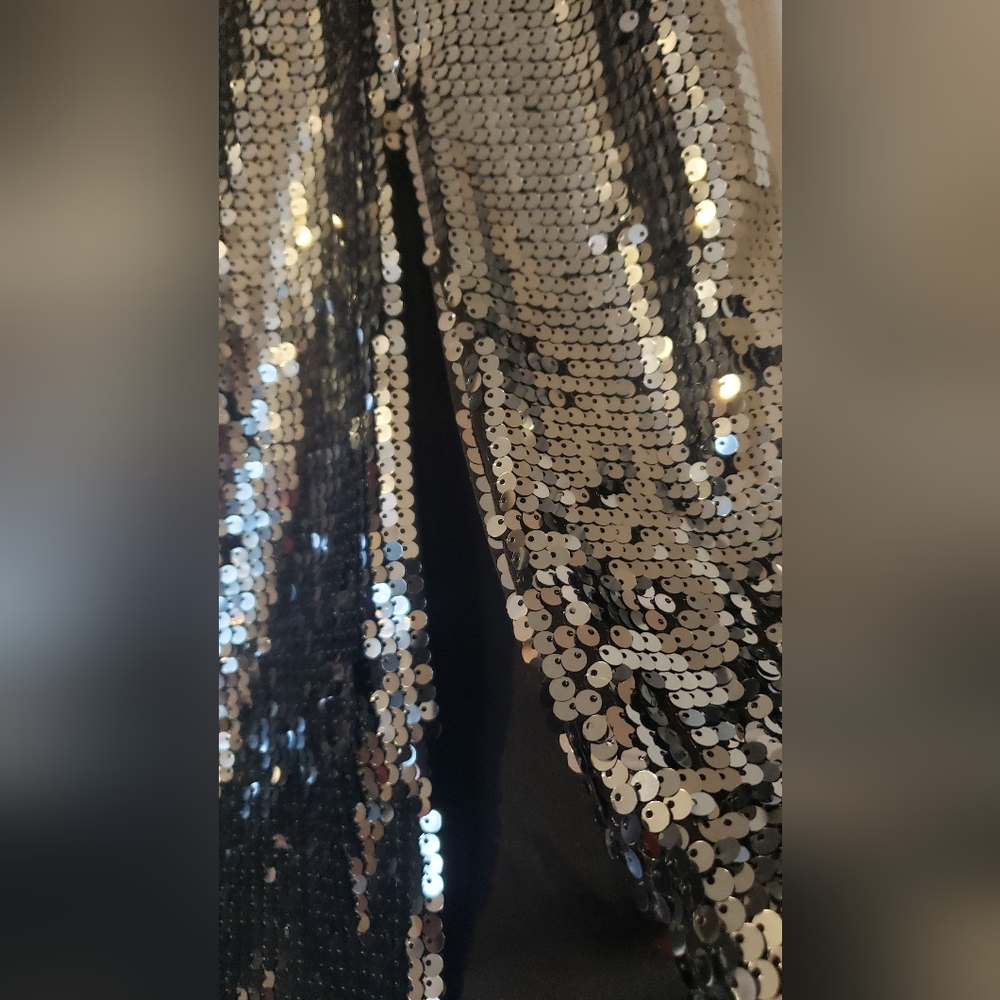 NWT Silver Sequin Midi Skirt
